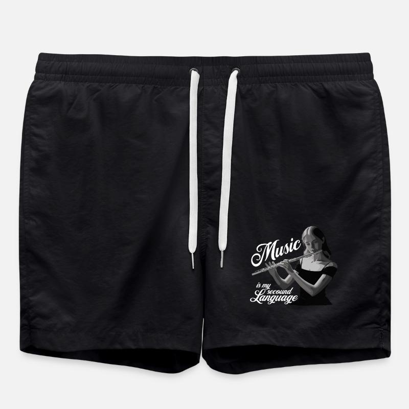 Querflöte - Music is my second language - Badeshorts - Schwarz