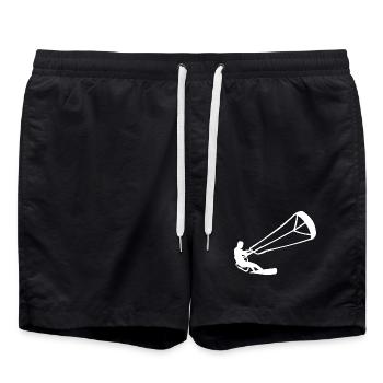 Minimalist Kitesurfer Kiting Silhouette - Swim Trunks - black - Front - AI Model Male 185 light (185cm)