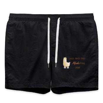 Lass mich dein Alpaka-Prinz sein! - Badeshorts - Schwarz - Vorne - AI Model Male 185 light (185cm)