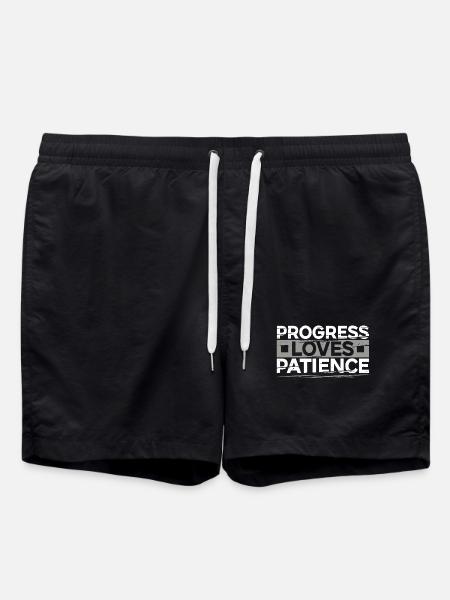 Progress Loves Patience Motivation Gift - Swim Trunks - black