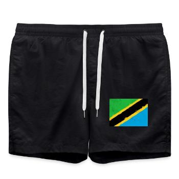 Flagge von Tansania - Badeshorts - Schwarz - Vorne - AI Model Male 185 light (185cm)