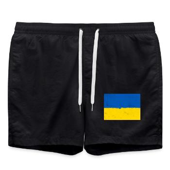 Drapeau de l’Ukraine - Short de bain - noir - Devant - AI Model Male 185 light (185cm)
