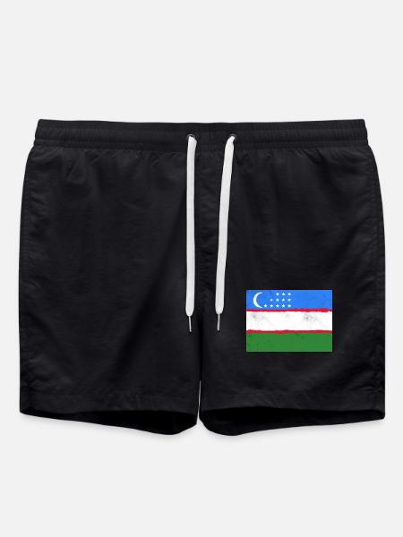 Flag of Uzbekistan - Swim Trunks - black