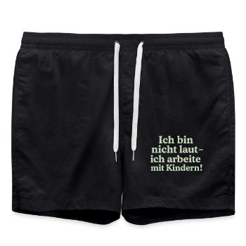 Ich bin nicht laut (salbeigrün) - Badeshorts - Schwarz - Vorne - AI Model Male 185 light (185cm)