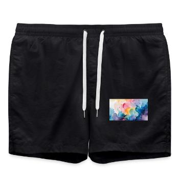 Aquarellfarben Explosion Kunst Design - Badeshorts - Schwarz - Vorne - AI Model Male 185 light (185cm)