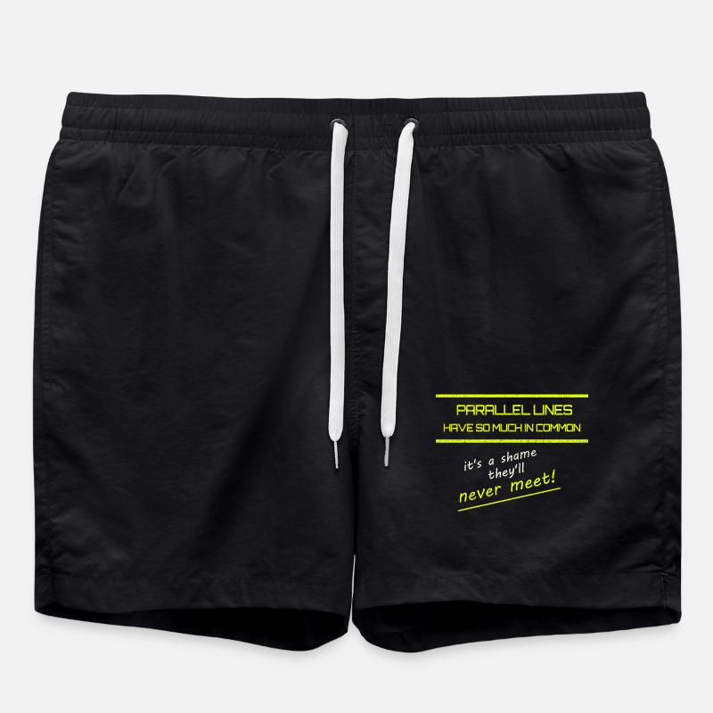 Funny Parallel Lines Math Tee - Swim Trunks - black