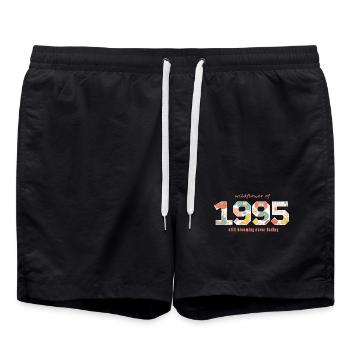 Blumen 1995 - 30-jähriges Jubiläum - Badeshorts - Schwarz - Vorne - AI Model Male 185 light (185cm)