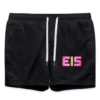 Eis Waffel Eisdiele Eiscreme Eiskrem Sommer pink - Badeshorts - Schwarz - Vorne - AI Model Male 185 light (185cm)