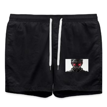 Robot futuriste aux yeux lumineux rouges - Short de bain - noir - Devant - AI Model Male 185 light (185cm)