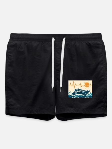 Maritime sunset by motorboat - Swim Trunks - black