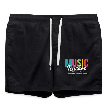 Illustration vibrante de professeur de musique - Short de bain - noir - Devant - AI Model Male 185 light (185cm)