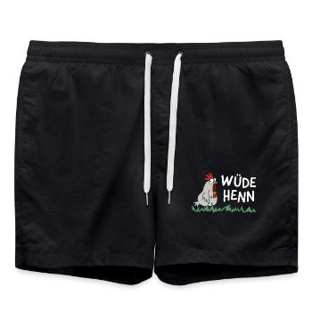 wüde henn Hendl this lustig huhn henne - Badeshorts - Schwarz - Vorne - AI Model Male 185 light (185cm)
