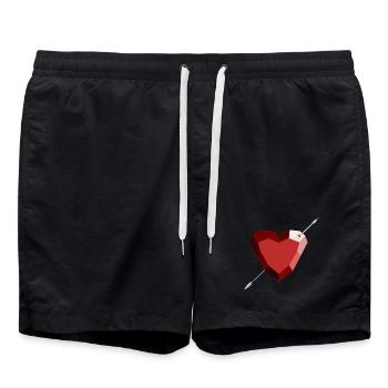 Cœur de rubis blessé – Amour, beauté et rupture - Short de bain - noir - Devant - AI Model Male 185 light (185cm)