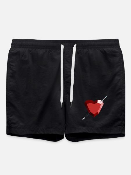 Wounded Ruby Heart – Love, Beauty, and Breakup - Swim Trunks - black