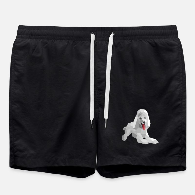 Elegant low poly poodle - Swim Trunks - black