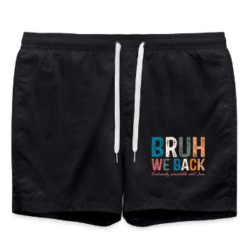 Skurriles, farbenfrohes Typografie-Design - Badeshorts - Schwarz - Vorne - AI Model Male 185 light (185cm)