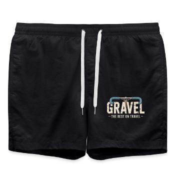 Gravel Bike - Das Beste auf Reisen - Badeshorts - Schwarz - Vorne - AI Model Male 185 light (185cm)