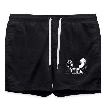 Charles Darwin boit de la bière avec un singe - Short de bain - noir - Devant - AI Model Male 185 light (185cm)