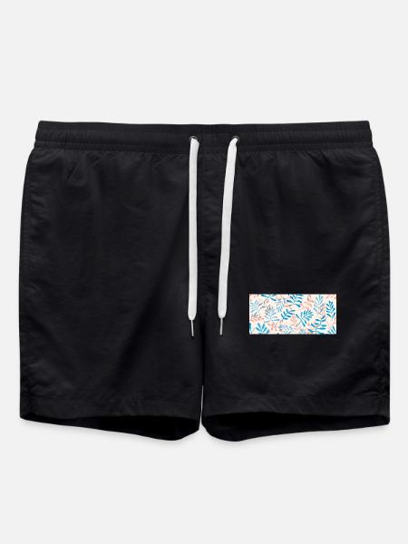 Motif de feuilles à l’aquarelle dans des tons pastel - Short de bain - noir