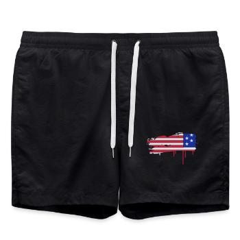 Coup de pinceau dans les couleurs du drapeau américain - Short de bain - noir - Devant - AI Model Male 185 light (185cm)