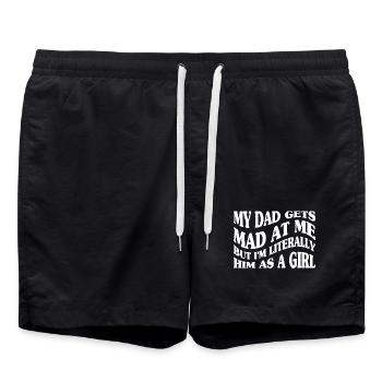 Mon père se fâche contre moi, mais je suis littéralement lui comme un G - Short de bain - noir - Devant - AI Model Male 185 light (185cm)