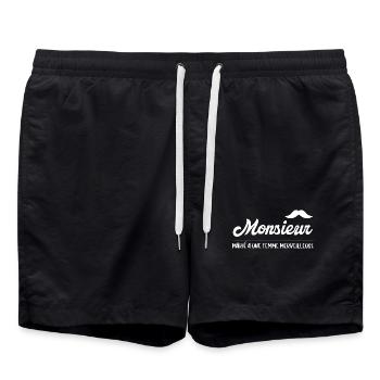 Monsieur Marié Couple amoureux assorti Marriage - Short de bain - noir - Devant - AI Model Male 185 light (185cm)