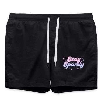 Stay Sparkly / Y2K Design - Badeshorts - Schwarz - Vorne - AI Model Male 185 light (185cm)