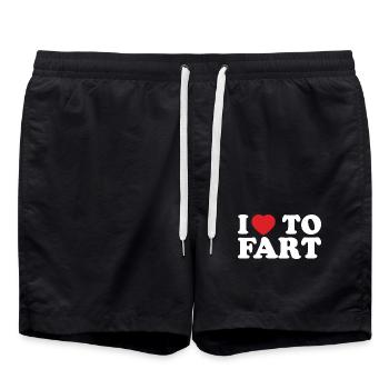 Cœur Rouge Sur Fond Noir "I Love To Fart" - Short de bain - noir - Devant - AI Model Male 185 light (185cm)