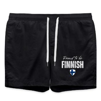 Finnish pride, I love Finland - Swim Trunks - black - Front - AI Model Male 185 light (185cm)