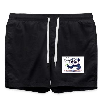 DJ Panda mit Brille und Bambusstab - Badeshorts - Schwarz - Vorne - AI Model Male 185 light (185cm)