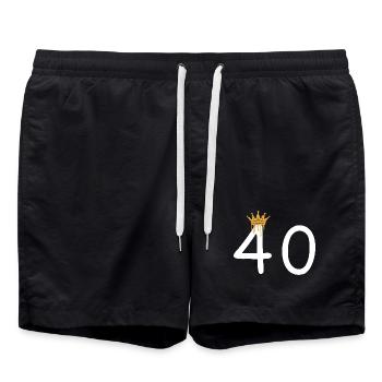 Geburtstagsdesign mit Krone und Zahl 40 - Badeshorts - Schwarz - Vorne - AI Model Male 185 light (185cm)