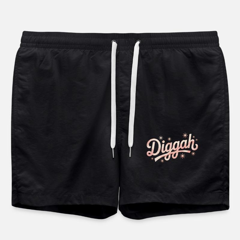 Diggah - Funny Memes - Swim Trunks - black