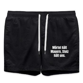 Le mortier tient les murs, l’orgueil nous tient. - Short de bain - noir - Devant - AI Model Male 185 light (185cm)