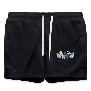 Skurrile Katze Garten Illustration - Badeshorts - Schwarz - Vorne - AI Model Male 185 light (185cm)