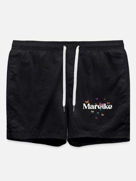 Schöner Mädchenname MAREIKE mit Schmetterlingen  - Badeshorts - Schwarz