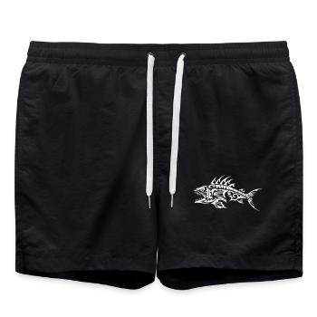Fisch Knochen Piranha Tribal - Badeshorts - Schwarz - Vorne - AI Model Male 185 light (185cm)