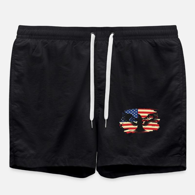American Pride Eagle on Flag - Swim Trunks - black