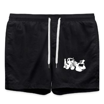 Bagger Radlader Baugeräteführer Silhouette - Badeshorts - Schwarz - Vorne - AI Model Male 185 light (185cm)