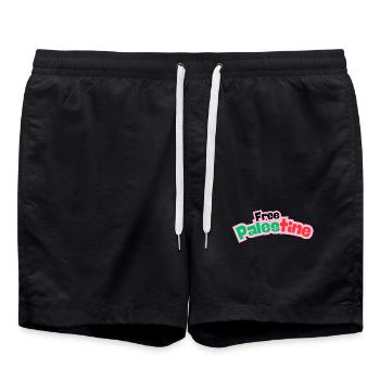 Palästina Design  - Badeshorts - Schwarz - Vorne - AI Model Male 185 light (185cm)