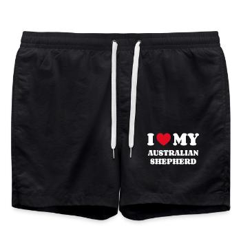 I Love My Australian Shepherd - Badeshorts - Schwarz - Vorne - AI Model Male 185 light (185cm)