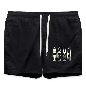 Minimalistische abstrakte Surfbretter - Badeshorts - Schwarz - Vorne - AI Model Male 185 light (185cm)
