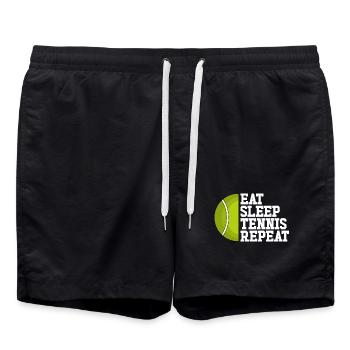 Manger, dormir, tennis, répéter le tennis - Short de bain - noir - Devant - AI Model Male 185 light (185cm)