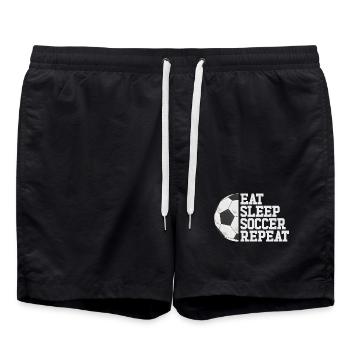 Eat Sleep Soccer Repeat Fußballspieler Mädchen Jun - Badeshorts - Schwarz - Vorne - AI Model Male 185 light (185cm)