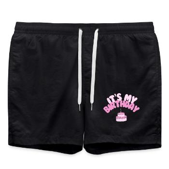C’est ma chemise d’anniversaire | Anniversaire avec gâteau - Short de bain - noir - Devant - AI Model Male 185 light (185cm)