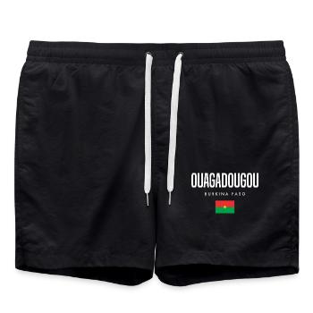 Ouagadougou, Burkina Faso - Short de bain - noir - Devant - AI Model Male 185 light (185cm)