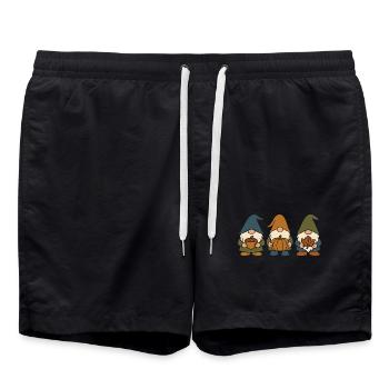 Trois nains de jardin motif pour l’automne - Short de bain - noir - Devant - AI Model Male 185 light (185cm)