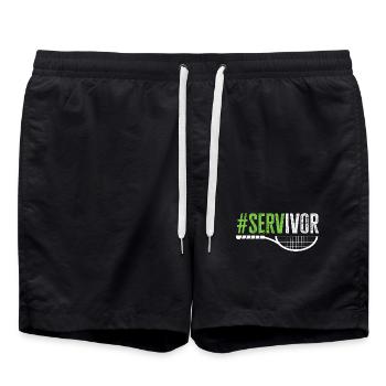 Tennis Spieler Servivor Liebhaber Spaß - Badeshorts - Schwarz - Vorne - AI Model Male 185 light (185cm)