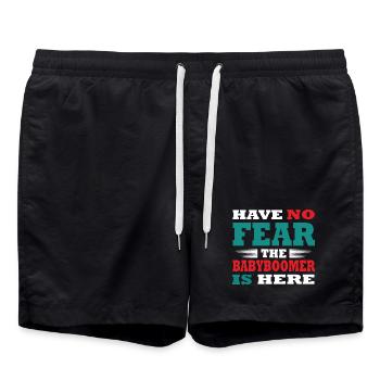 Have no Fear the Babyboomer is here Outfit - Swim Trunks - black - Front - AI Model Male 185 light (185cm)