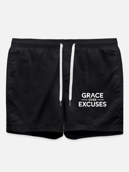 Christian Grace Over Excuses Message - Swim Trunks - black