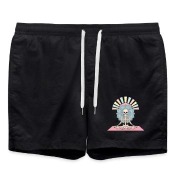 Illustration de mandala de yoga squelette - Short de bain - noir - Devant - AI Model Male 185 light (185cm)